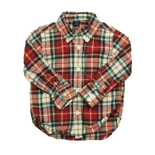 Gap Boys Red | Green Plaid Button Down Long Sleeve Size: 3T