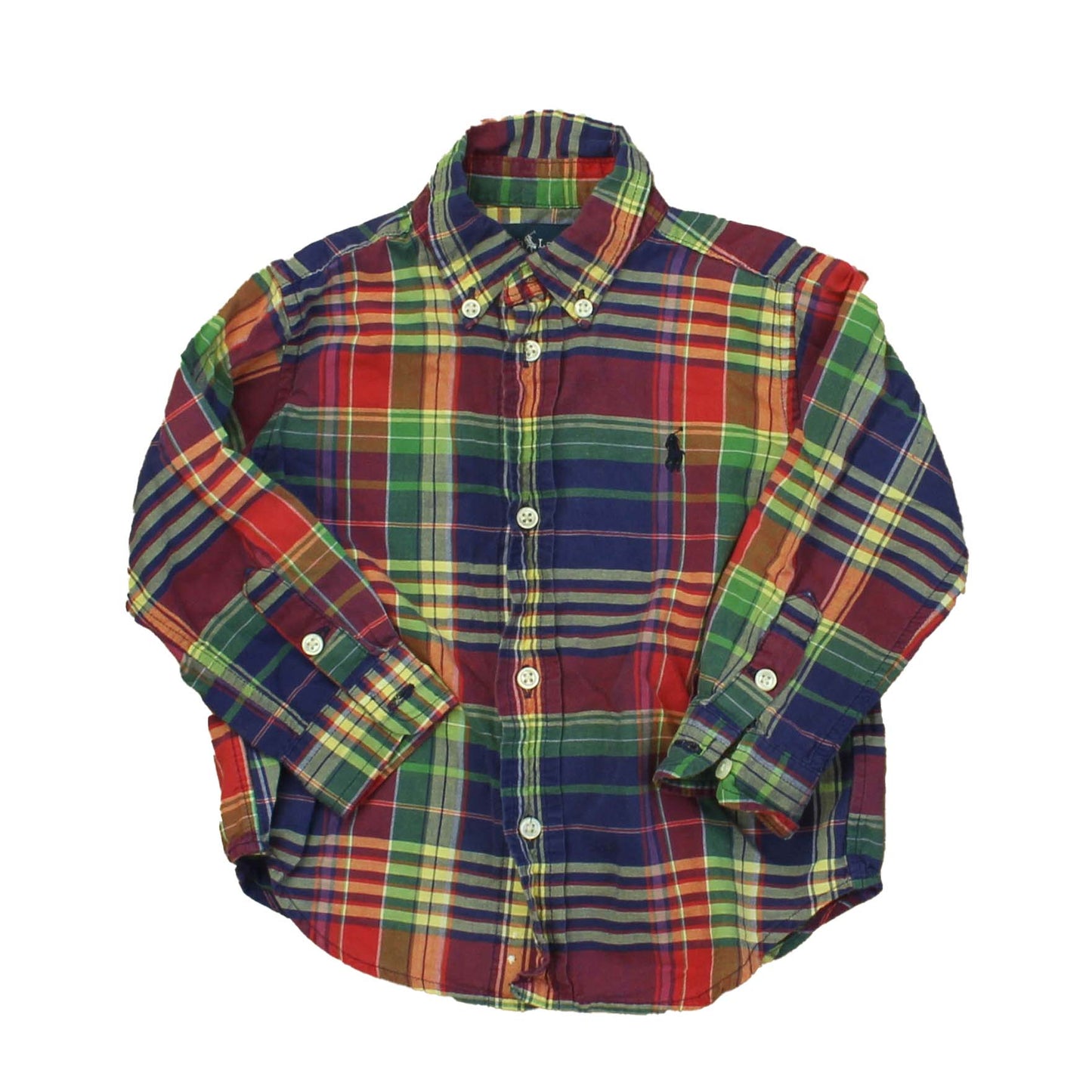 Ralph Lauren Boys Red | Green | Plaid Button Down Long Sleeve Size: 24 Months Red | Green | Plaid