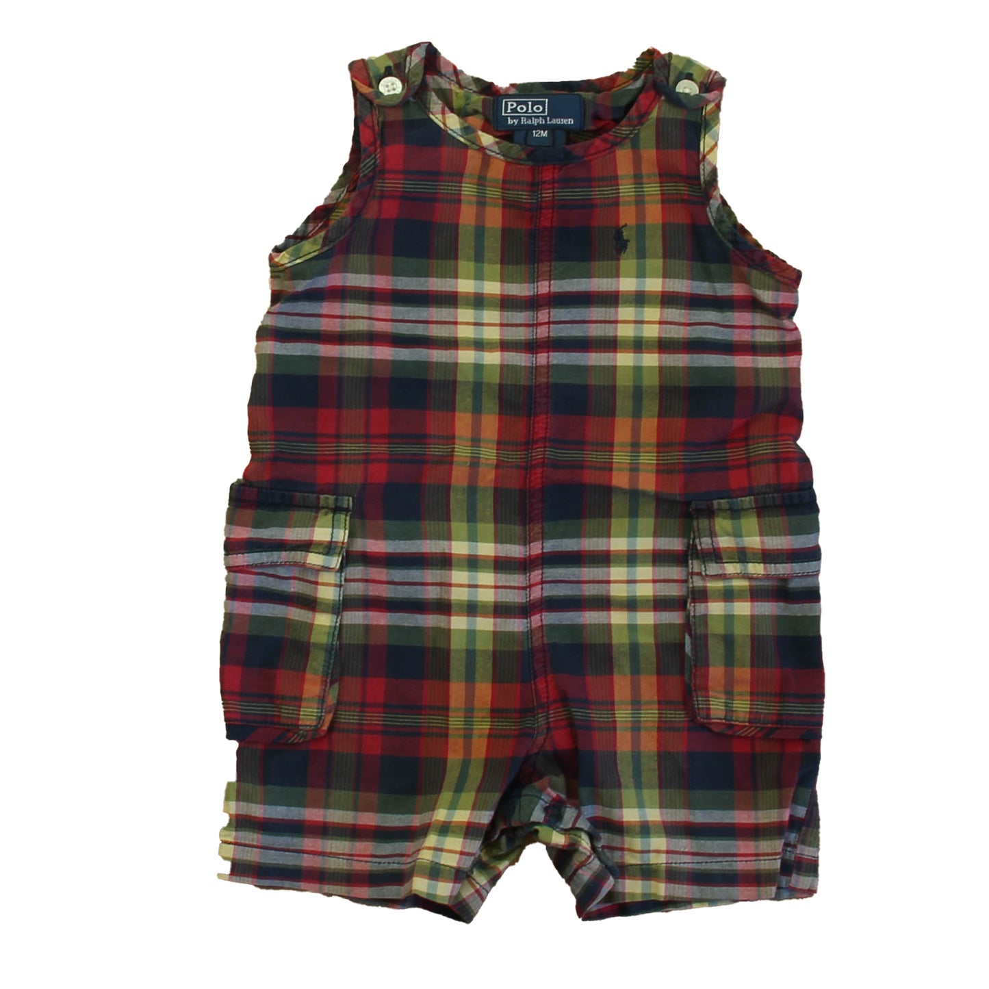 Ralph Lauren Boys Red | Green Plaid Romper Size: 12 Months Red | Green Plaid
