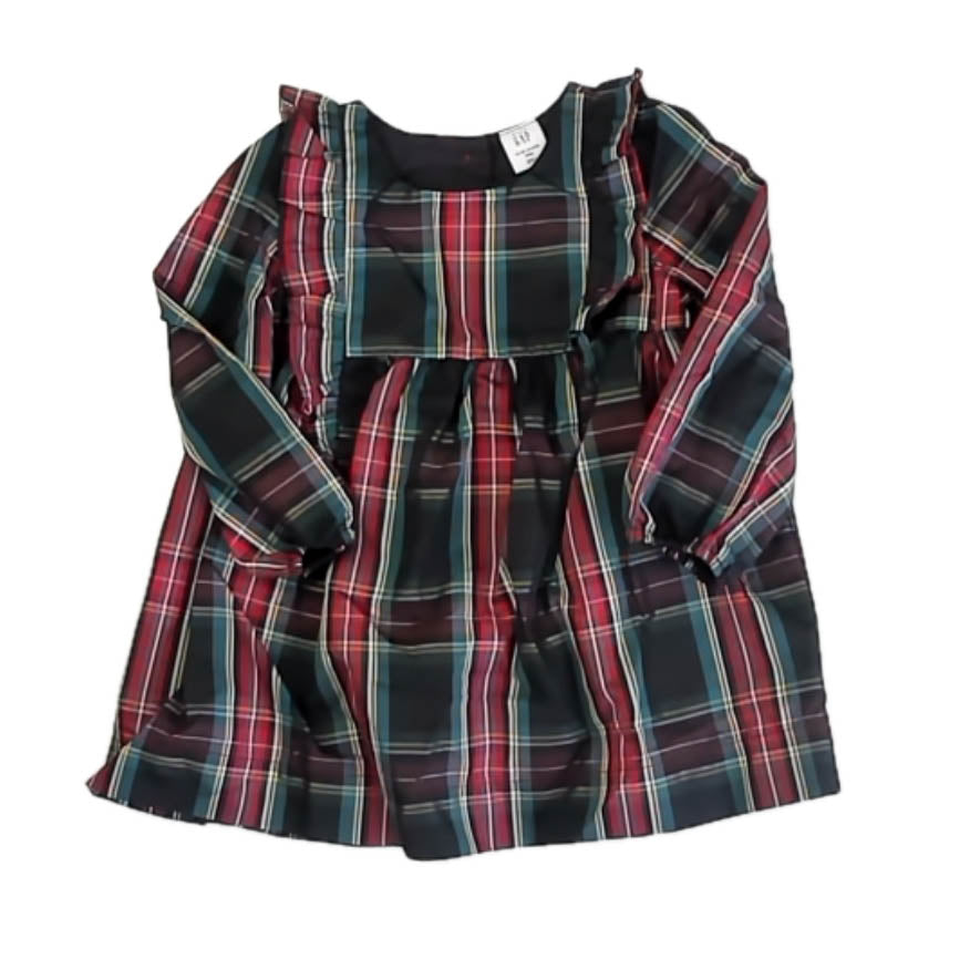 Gap Girls Red | Green Plaid Dress Size: 12-18 Months Red | Green Plaid
