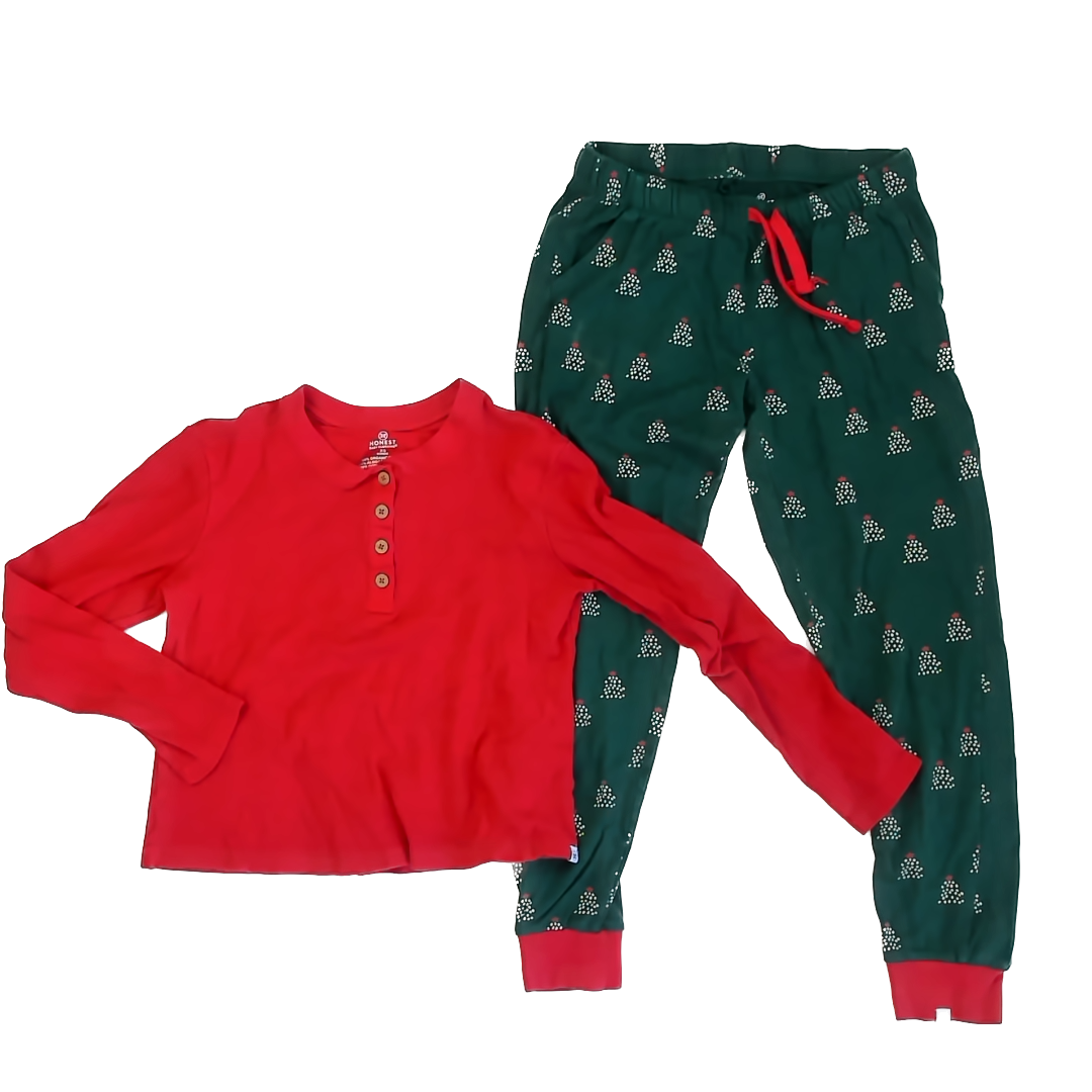 Honest Baby Clothing Girls Red | Green 2-piece Pajamas Size: xs Red | Green