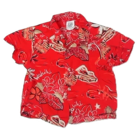 Gap Boys Red Hawaii Button Down Short Sleeve Size: 18-24 Months Red Hawaii