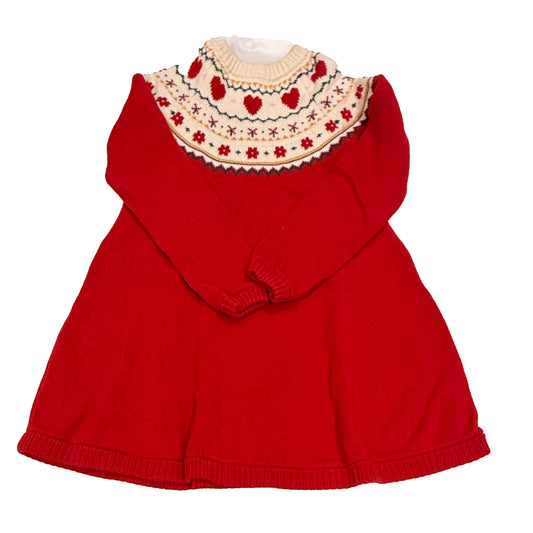 Hanna Andersson Girls Red Hearts Sweater Dress Size: 6-7 Years Red Hearts