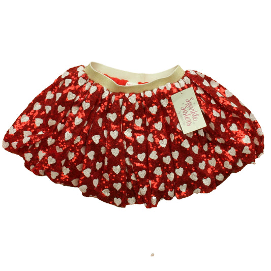 Sparkle Sisters Girls Red Hearts Skirt Size: 5T Red Hearts