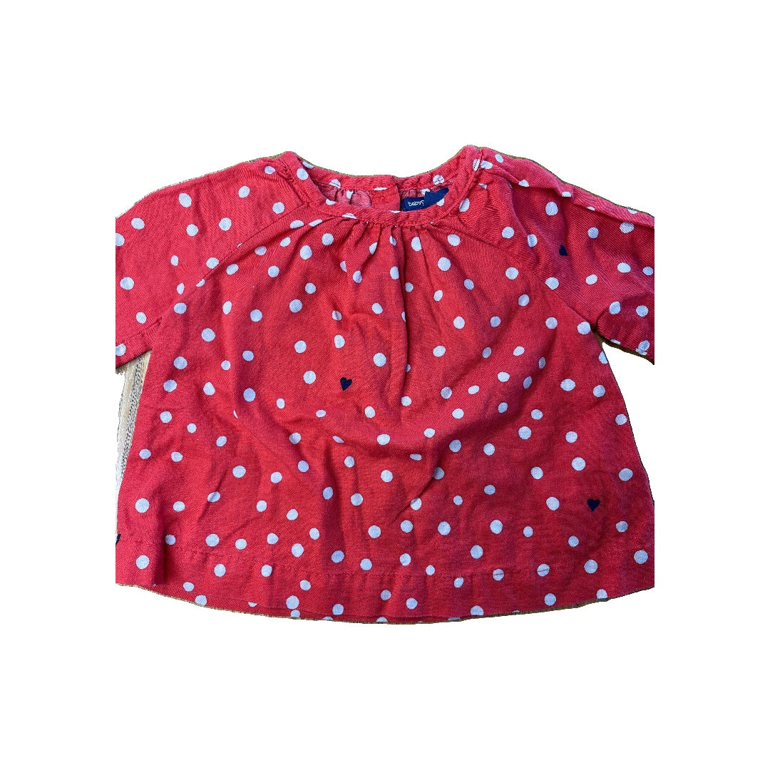 Gap Girls Red | Hearts Long Sleeve T-Shirt Size: 6-9 months Red | Hearts