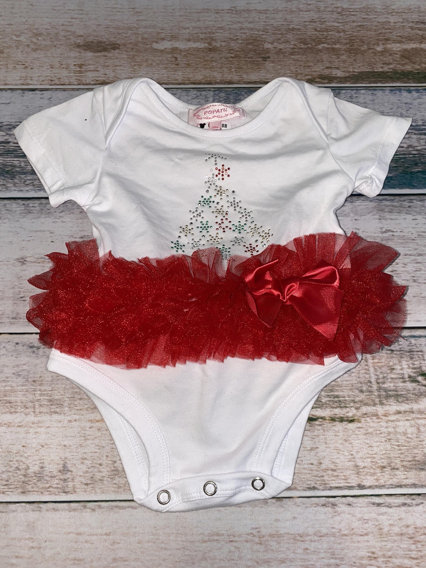 Popatu Girls Red | Holiday Onesie Size: 18 months Red | Holiday