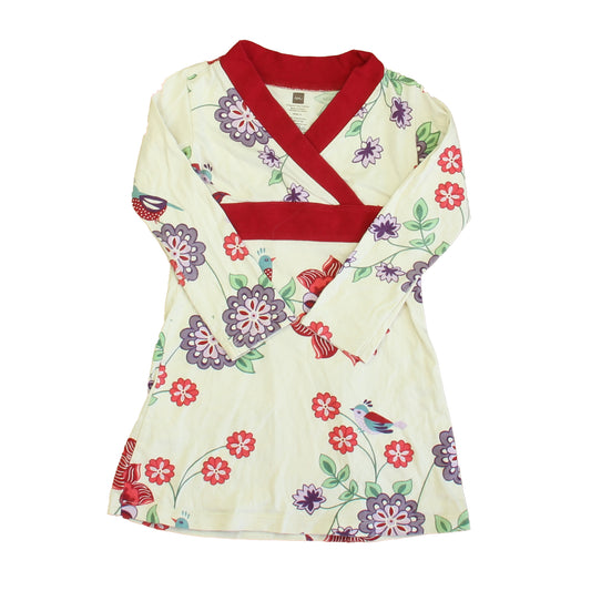 Tea Girls Red | Ivory Floral Dress Size: 2T