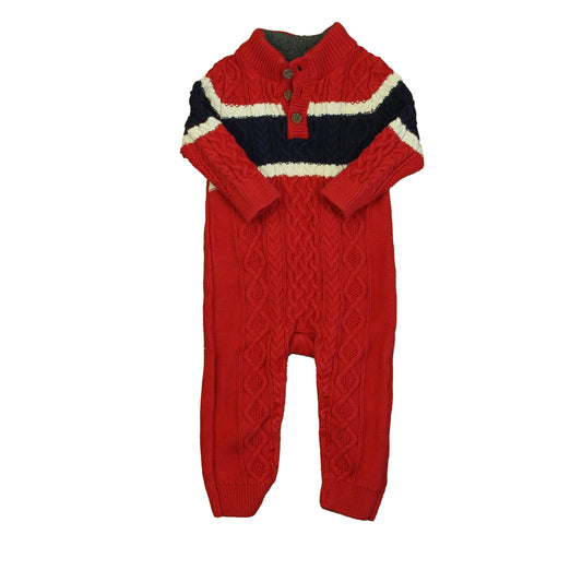 Gap Boys Red | Ivory | Navy Long Sleeve Outfit Size: 18-24 Months Red | Ivory | Navy