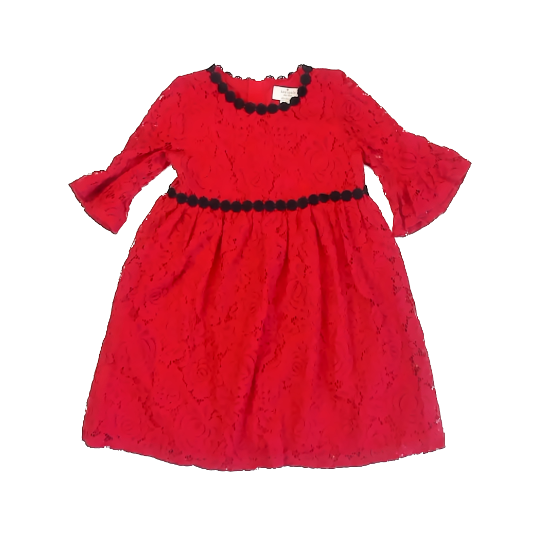 Kate Spade Girls Red Lace Special Occasion Dress Size: 6 Years Red Lace