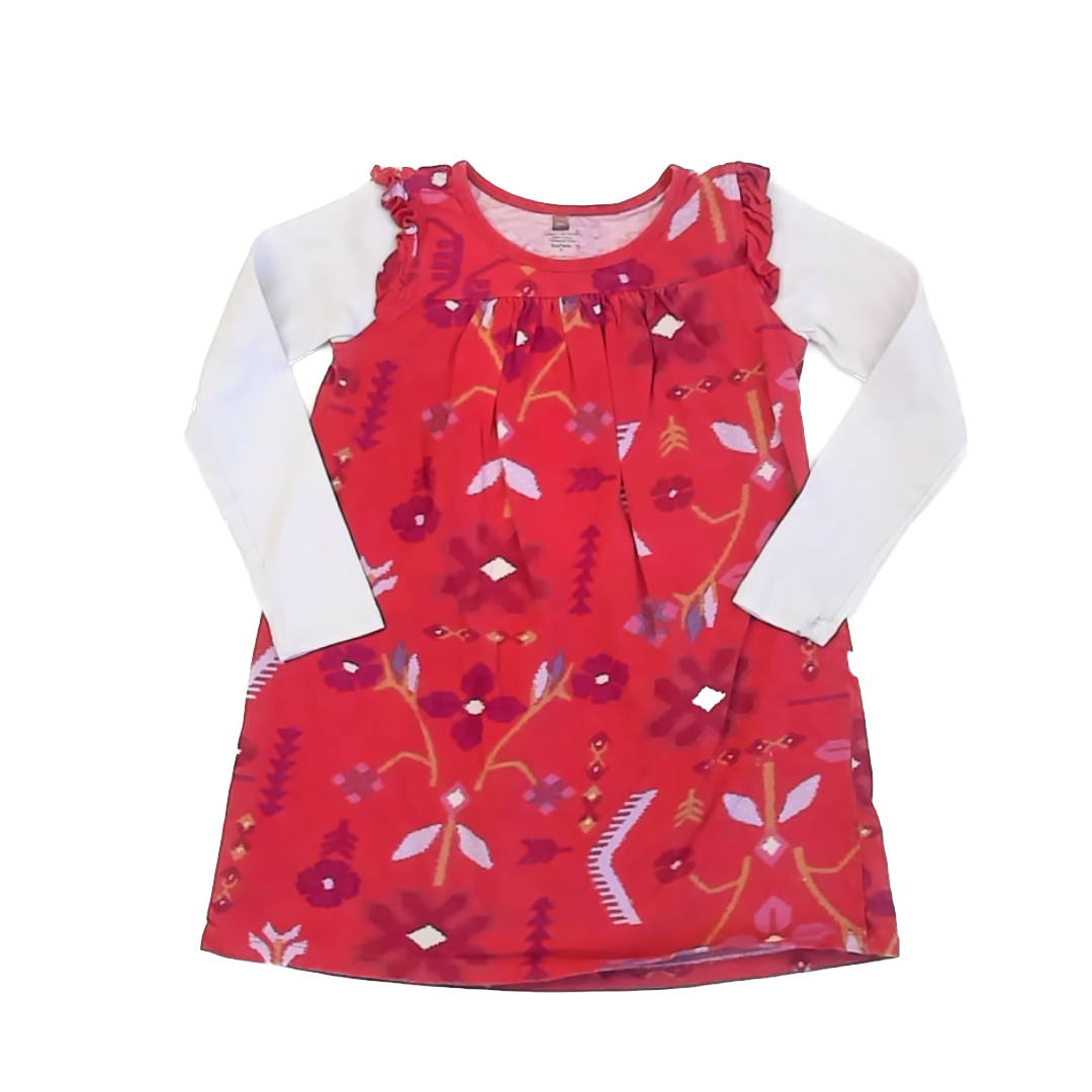 Tea Collection Girls Red Leaves | Long Sleeve Dress Size: 6 Years Red Leaves | Long Sleeve