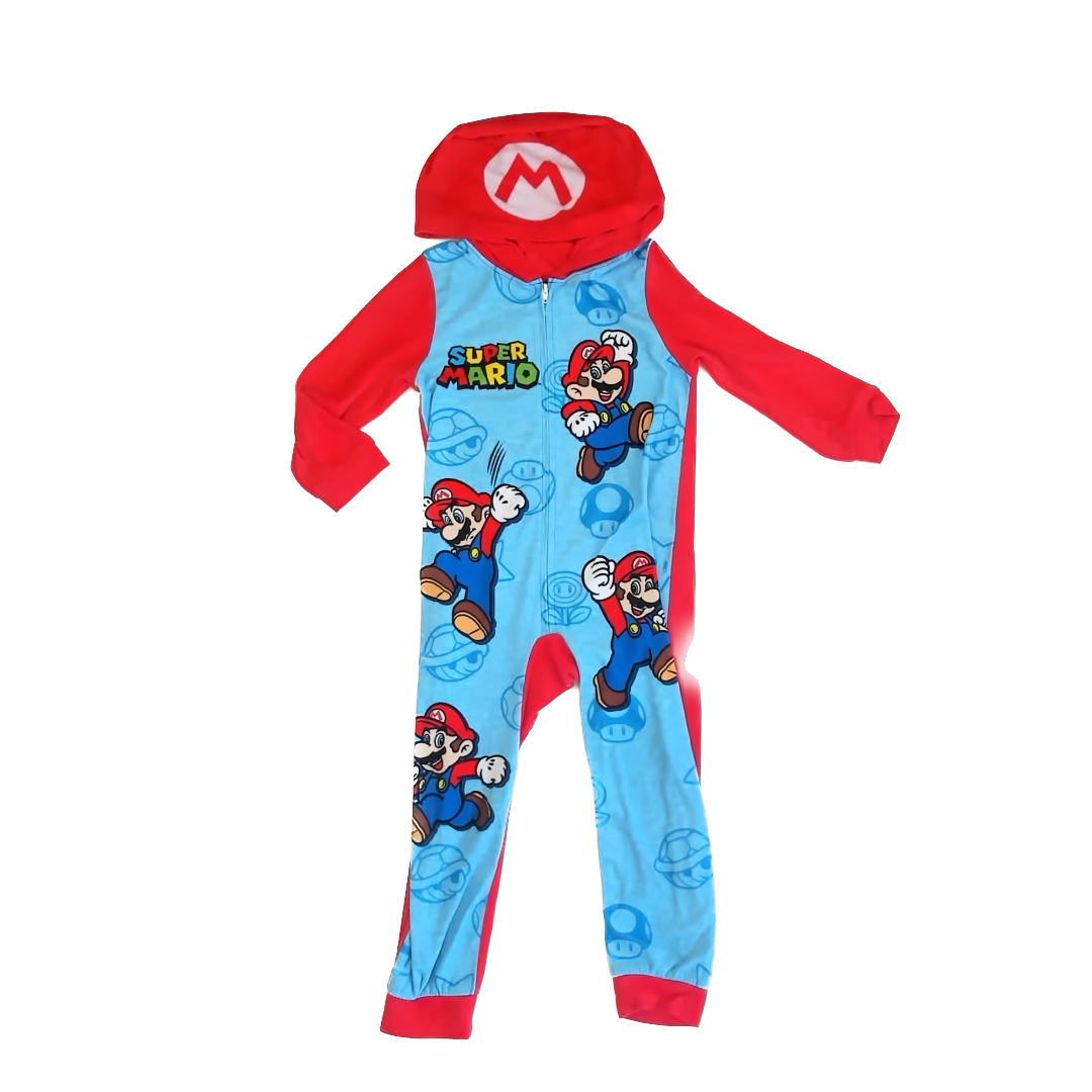 Super Mario Unisex Red | Mario 1-piece Non-footed Pajamas Size: 6 Red | Mario
