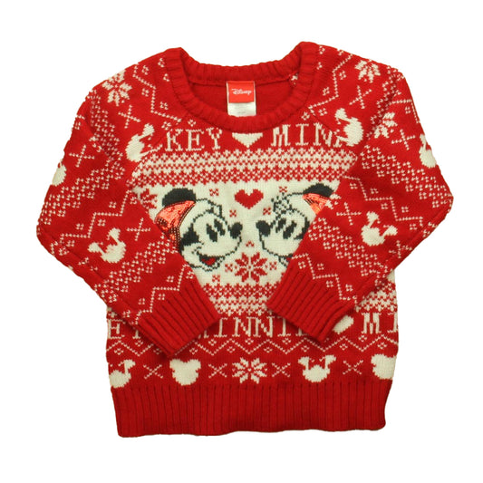 Disney Girls Red Mickey and Minnie Sweater Size: 4T