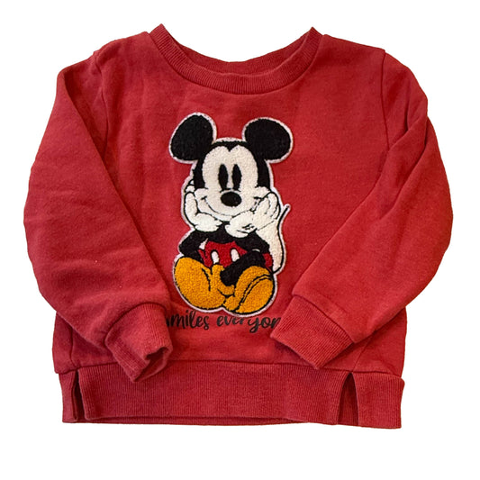 Disney Boys Red Mickey Sweatshirt Size: 2T Red Mickey