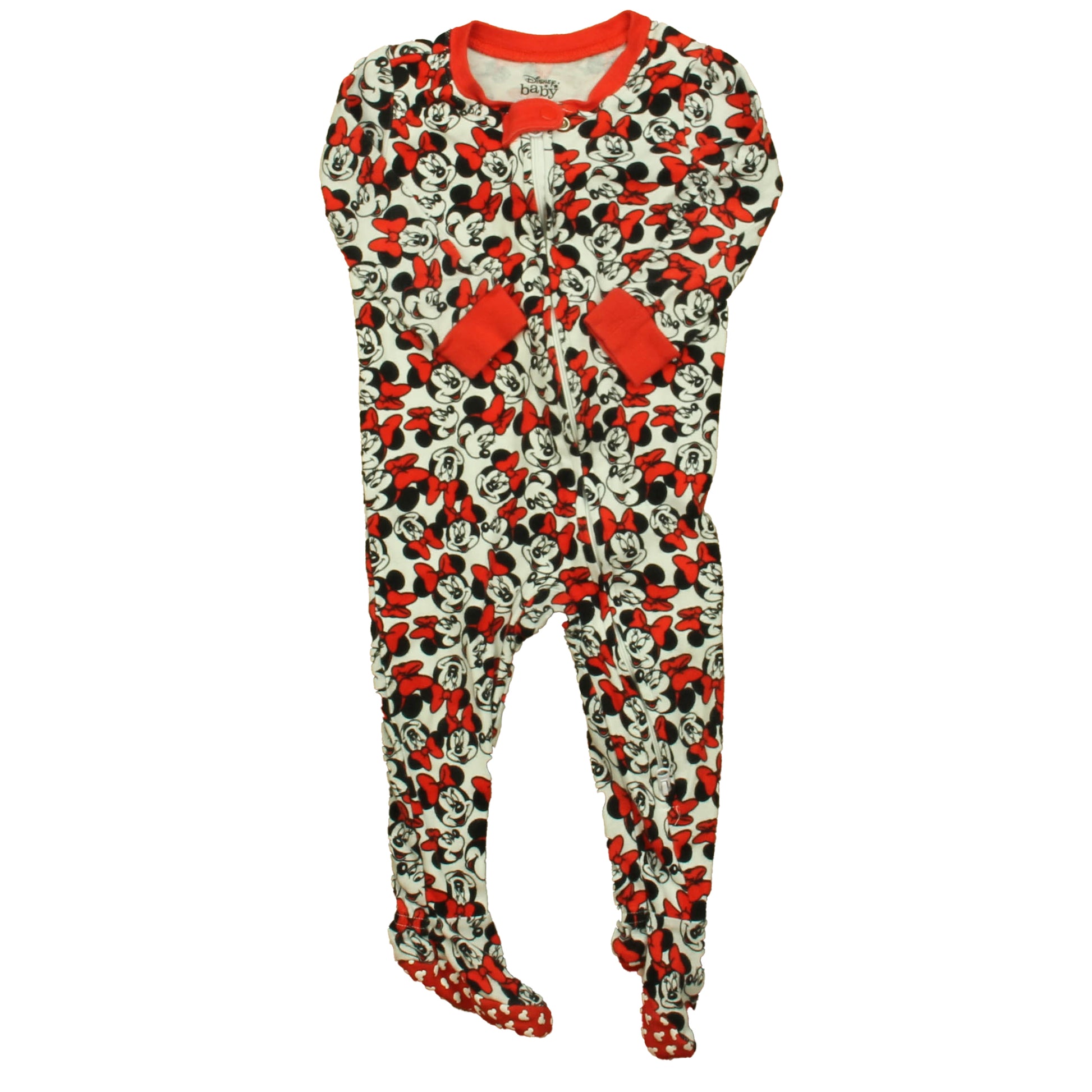 Disney Girls Red Minnie 1-piece footed Pajamas Size: 18 Months Red Minnie