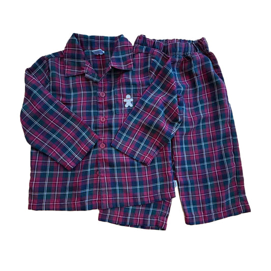 Janie and Jack Boys Red | Navy Plaid 2-piece Pajamas Size: 2T