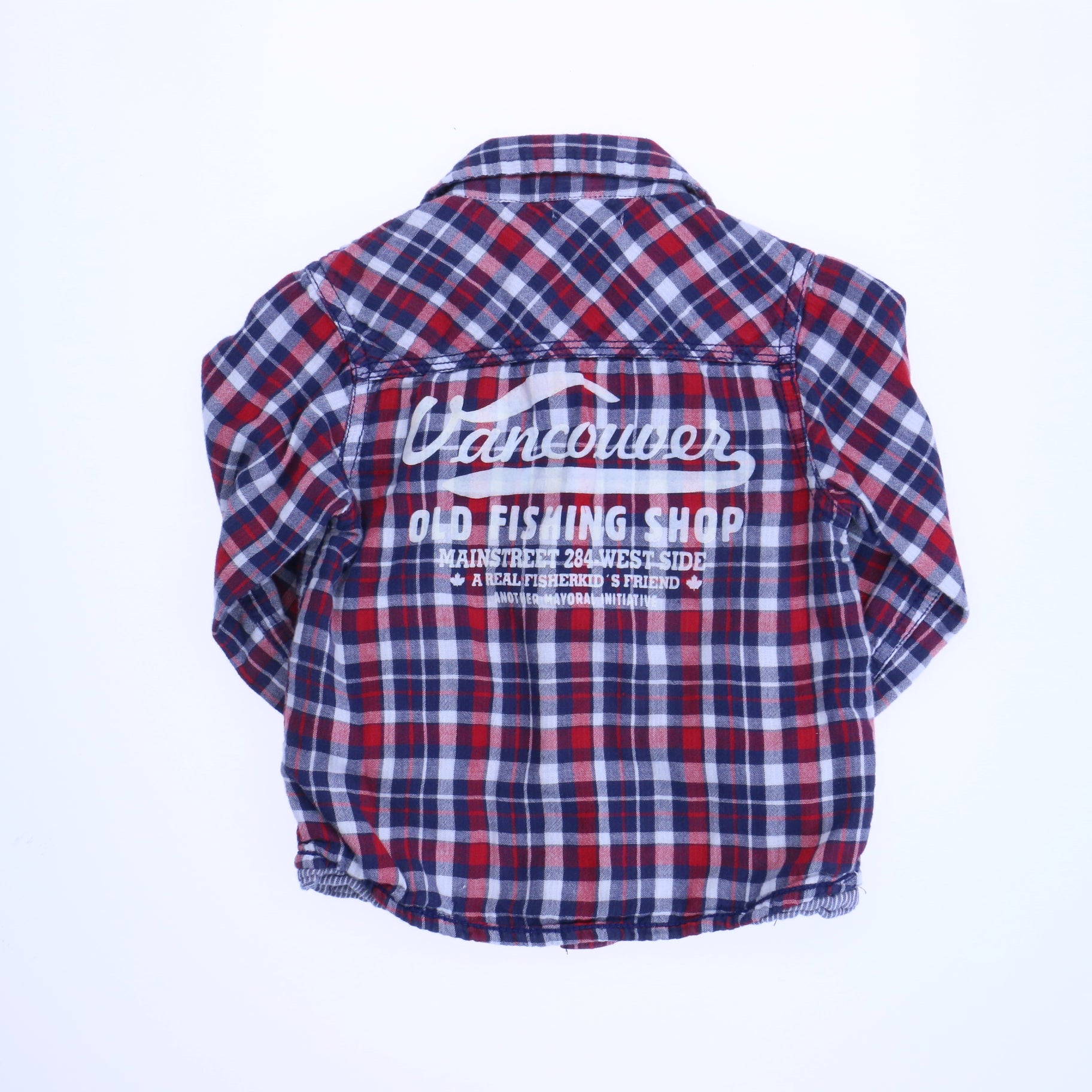 Baby Mayoral Boys Red | Navy Plaid Button Down Long Sleeve Size: 18 Months Red | Navy Plaid