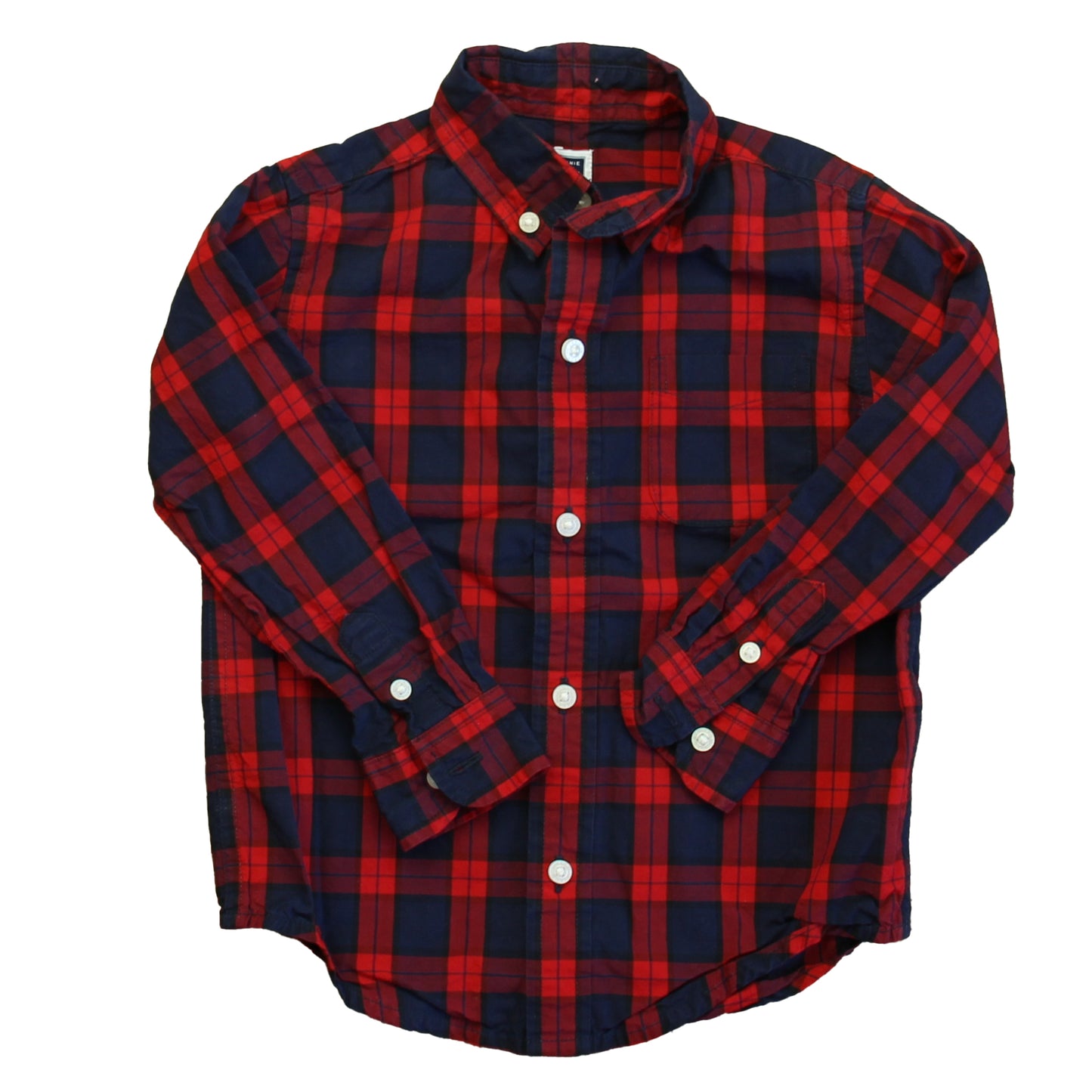 Janie and Jack Boys Red | Navy Plaid Button Down Long Sleeve Size: 3T