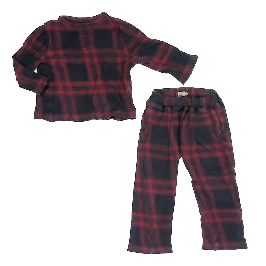 Faherty Unisex Red & Navy Plaid 2-piece Pajamas Size: 3T Red & Navy Plaid