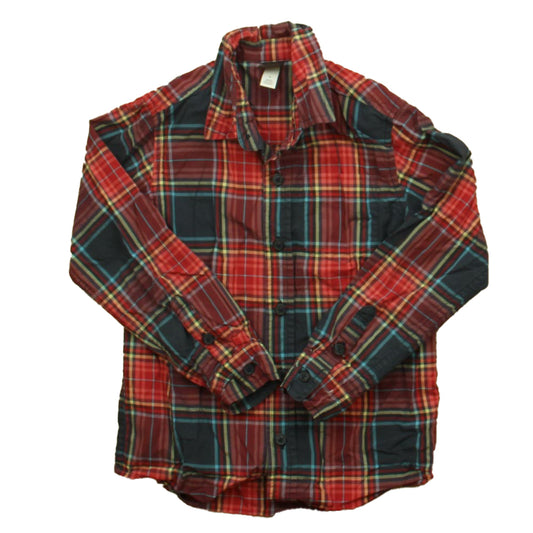Tea Collection Boys Red | Navy Plaid Button Down Long Sleeve Size: 5T Red | Navy Plaid