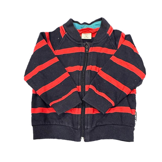 Polarn O. Pyret Boys Red | Navy Stripe Sweatshirt Size: 9-12 Months