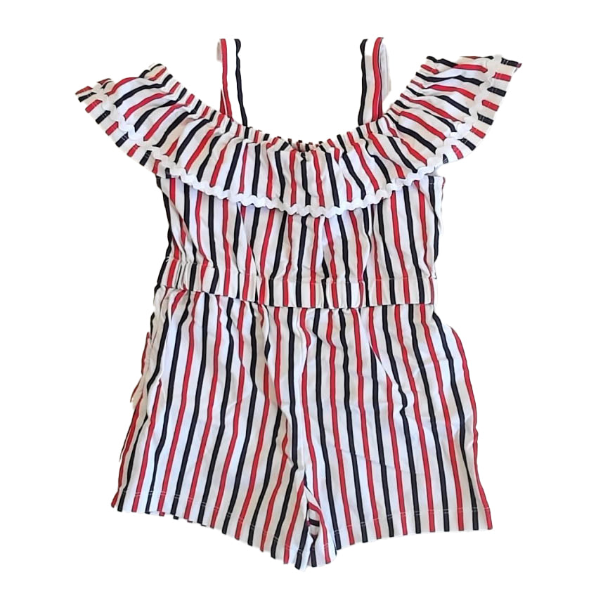 Janie and Jack Girls Red | Navy Stripe Romper Size: 2T Red | Navy Stripe