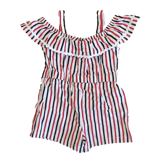 Janie and Jack Girls Red | Navy Stripe Romper Size: 2T Red | Navy Stripe