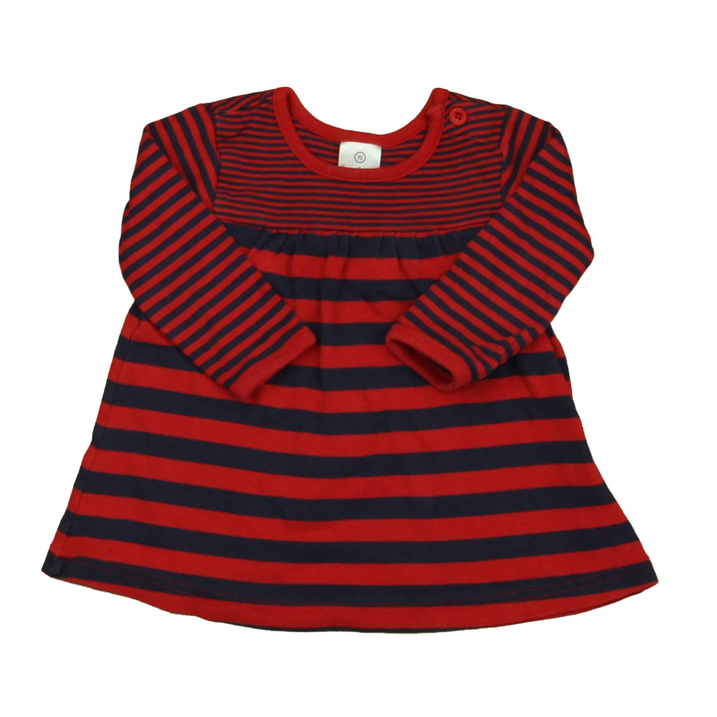 Hanna Andersson Girls Red | Navy Stripe Dress Size: 6-12 Months