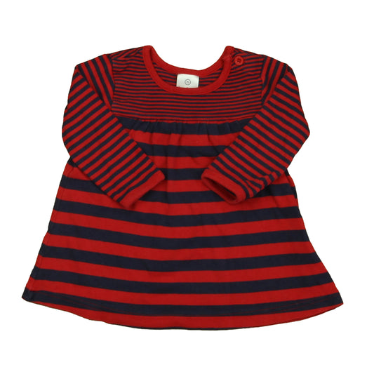 Hanna Andersson Girls Red | Navy Stripe Dress Size: 6-12 Months