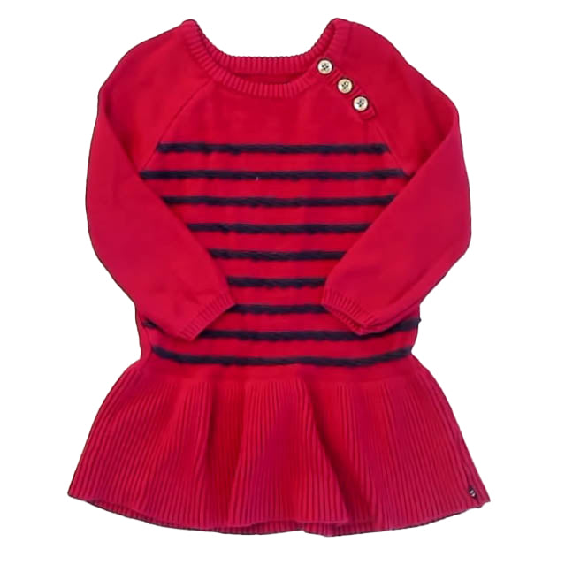 Nautica Girls Red |Navy Sweater Dress Size: 3T Red |Navy