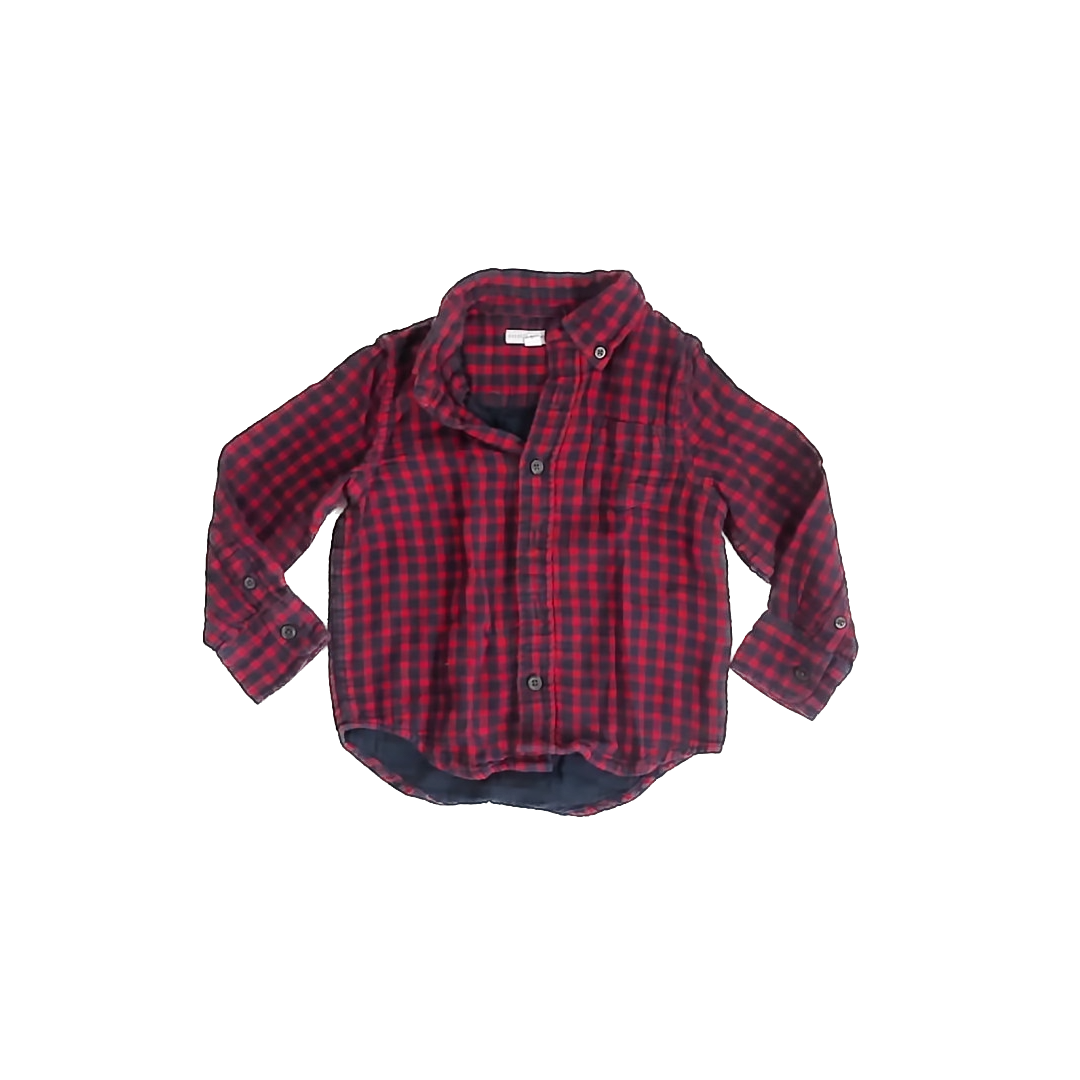 Rockets Of Awesome Boys Red | Navy Button Down Long Sleeve Size: 3T Red | Navy