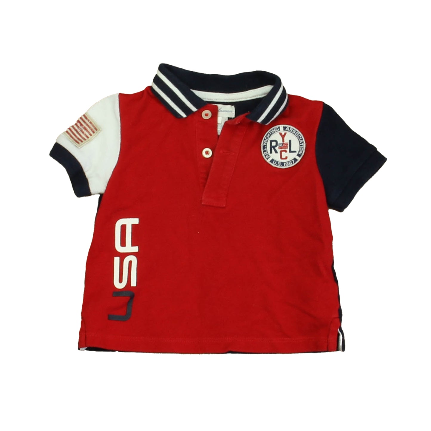 Ralph Lauren Boys Red | Navy Polo Shirt Size: 9 Months Red | Navy