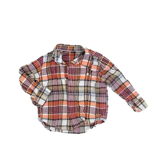 Gap Boys Red | Orange Plaid Button Down Long Sleeve Size: 2T Red | Orange Plaid
