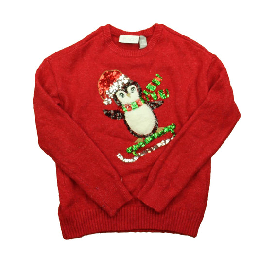 The Children's Place Girls Red Penguin Sweater Size: 7-8 Years