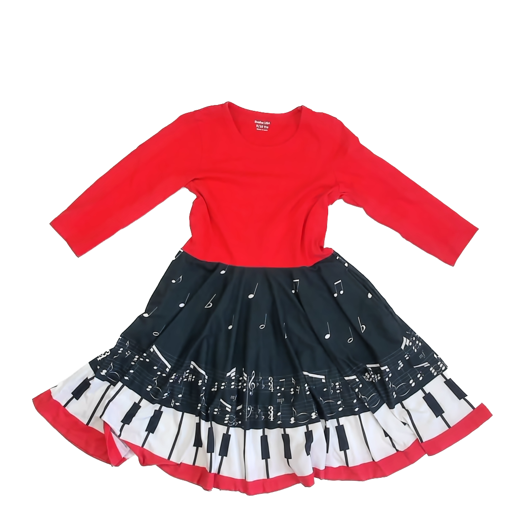 Svaha Girls Red | Piano Dress Size: 9-10 Years Red | Piano