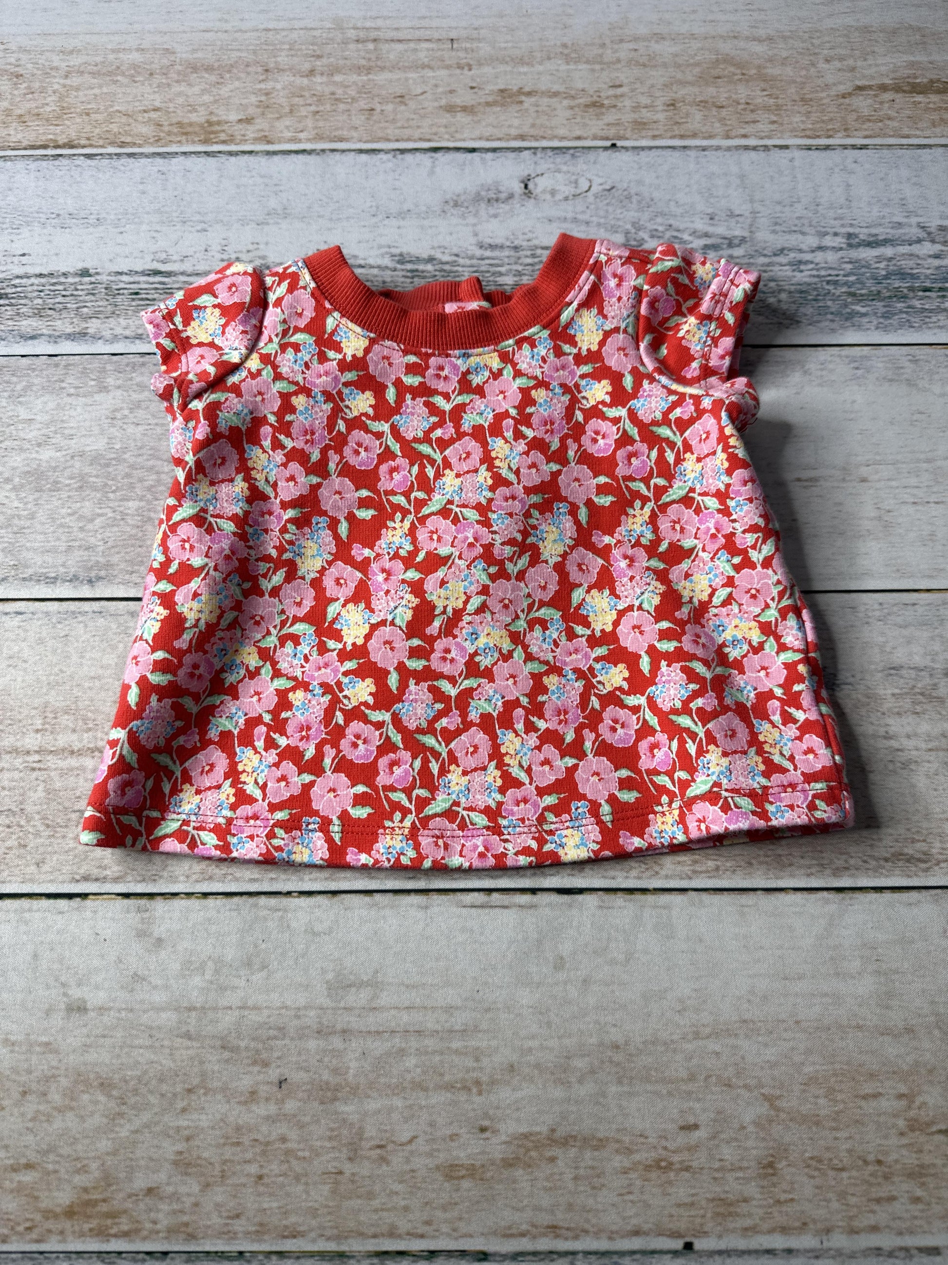 Janie and Jack Girls Red | Pink floral Shirt Size: 18 months Red | Pink floral