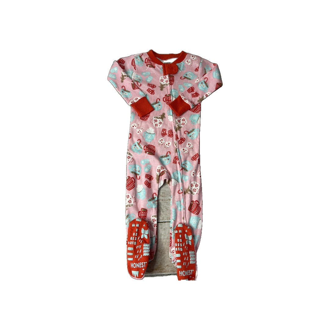 Honest Co Girls Red | pink | Light Blue | White Pajamas Size: 12 months Red | pink | Light Blue | White