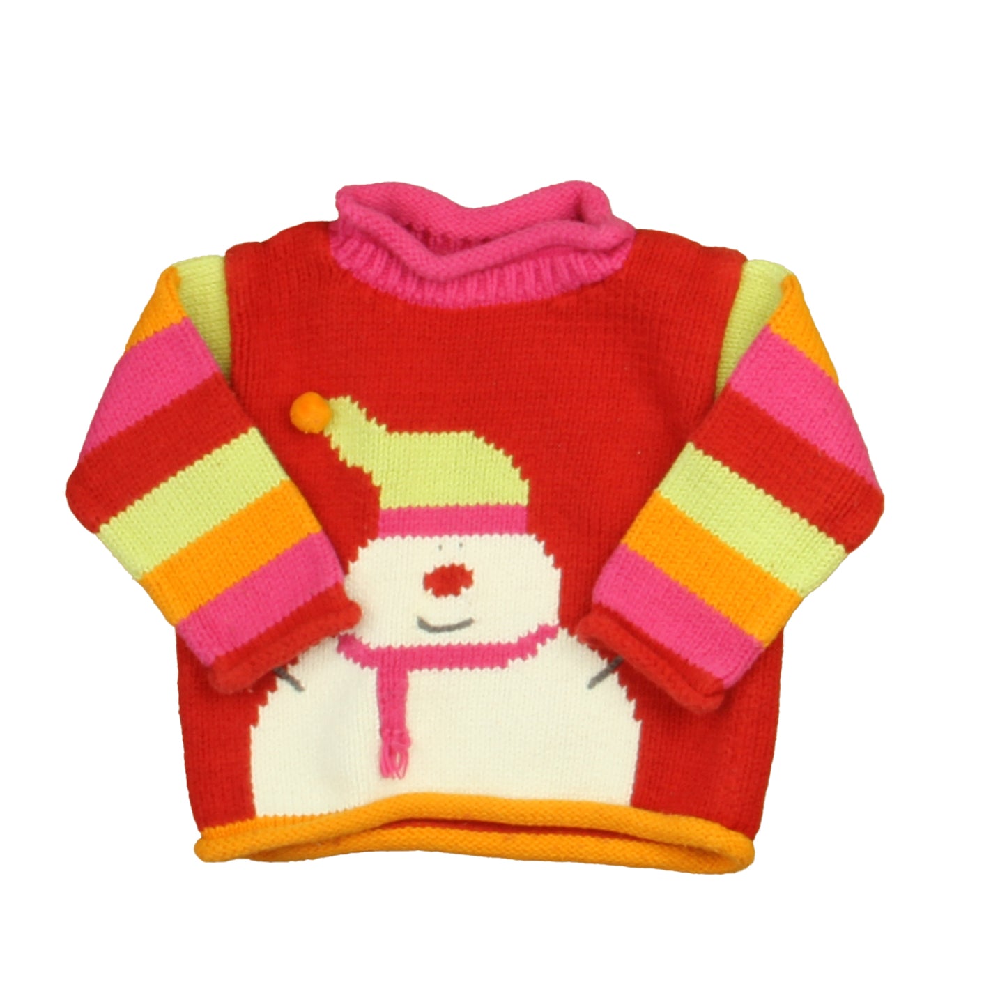 Unknown Brand Girls Red | Pink | White Snowman Sweater Size: 6-12 Months Red | Pink | White Snowman