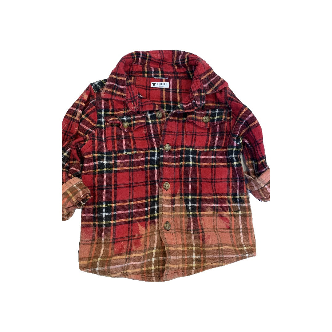 Lemon Aid Unisex Red | plaid | Tie Dye Button Down Short Sleeve Size: 18 months Red | plaid | Tie Dye