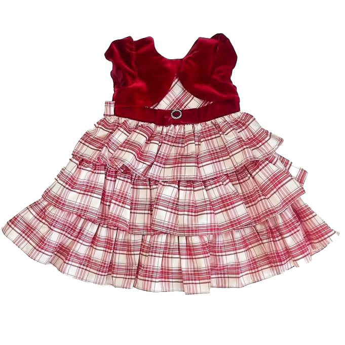 Jona Michelle Girls Red Plaid Dress Size: 3T Red Plaid