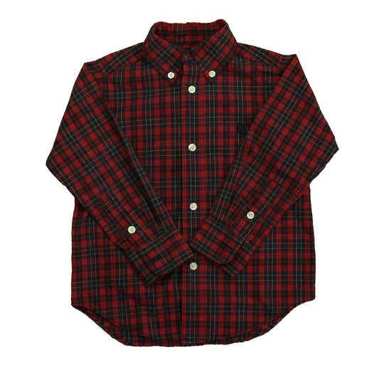 Chaps Boys Red Plaid Button Down Long Sleeve Size: 3T