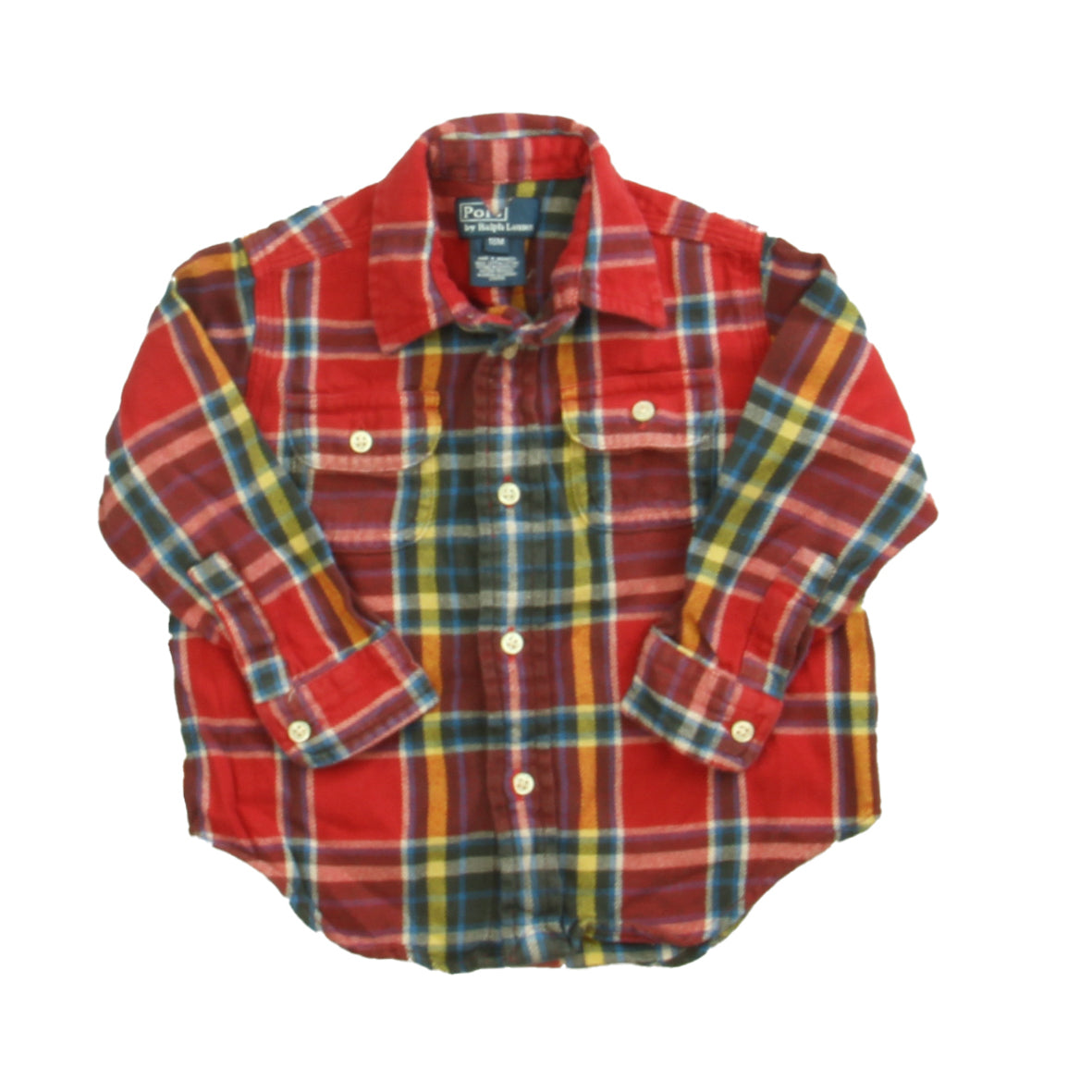 Ralph Lauren Boys Red Plaid Button Down Long Sleeve Size: 18 Months Red Plaid
