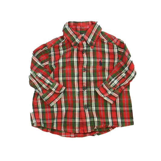 Ralph Lauren Boys Red | Plaid Button Down Long Sleeve Size: 3-6 Months Red | Plaid