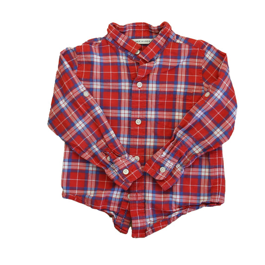 Janie and Jack Boys Red Plaid Button Down Long Sleeve Size: 2T