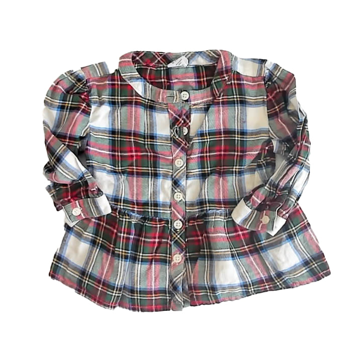 Gap Girls Red Plaid Blouse Size: 12-18 Months Red Plaid