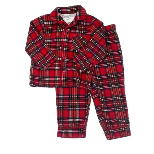 Little Me Unisex Red Plaid 2-piece Pajamas Size: 18 Months Red Plaid