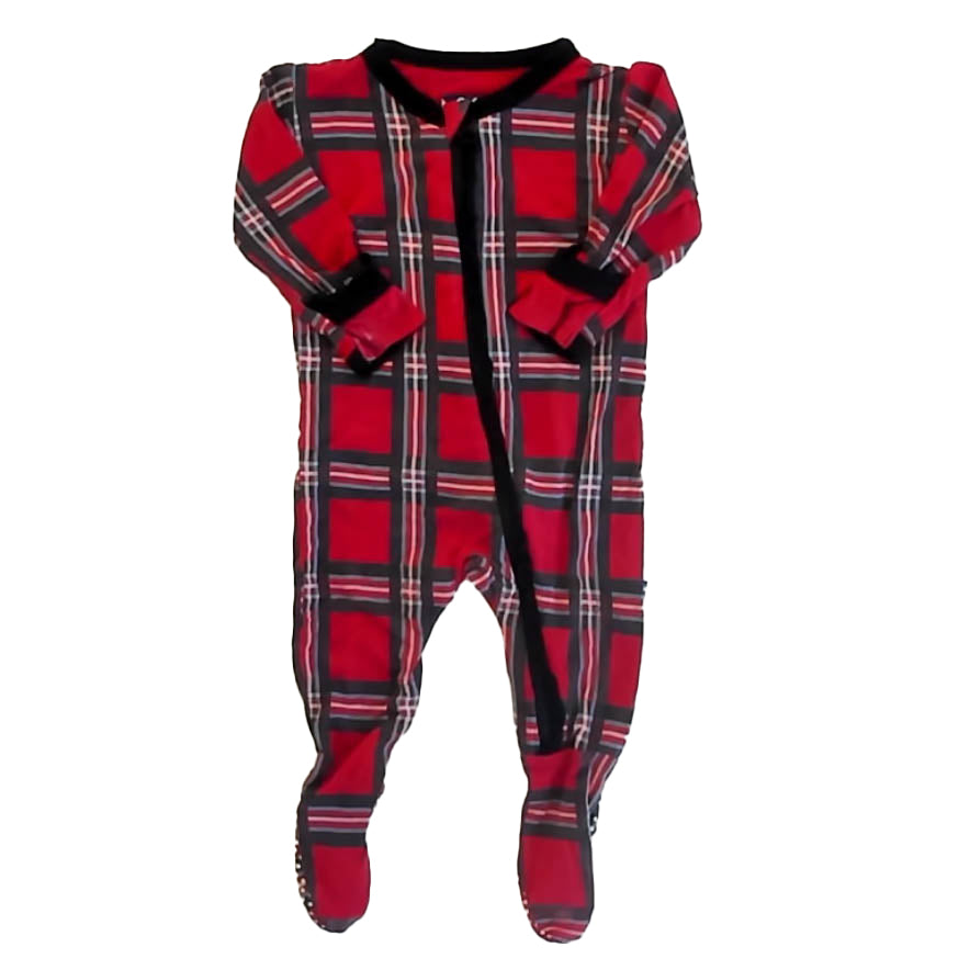 Kickee Pants Unisex Red Plaid 1-piece footed Pajamas Size: 3-6 Months Red Plaid