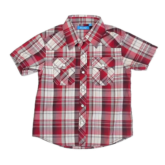 Cheerboy Boys Red Plaid Button Down Short Sleeve Size: 4T Red Plaid