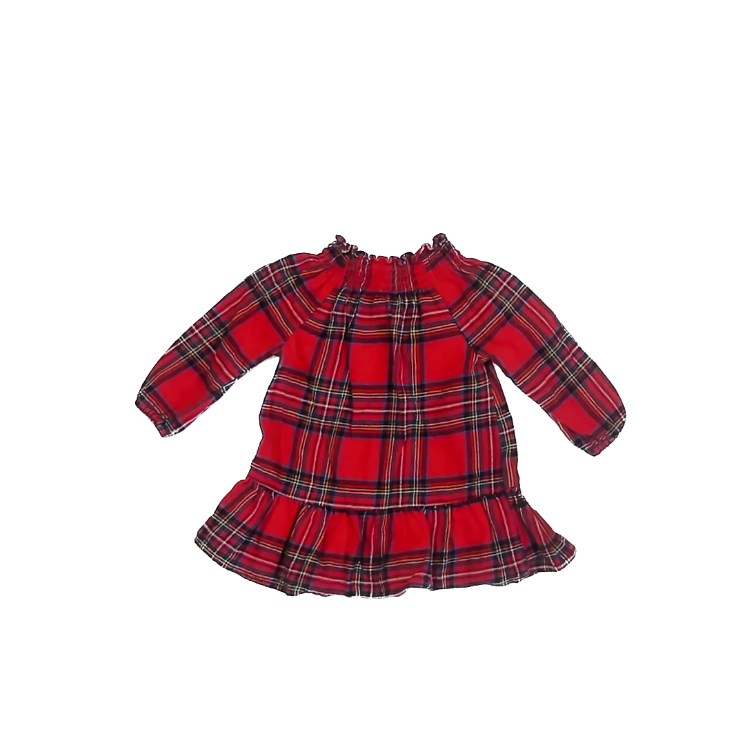 Old Navy Girls Red Plaid Dress Size: 12-18 Months Red Plaid