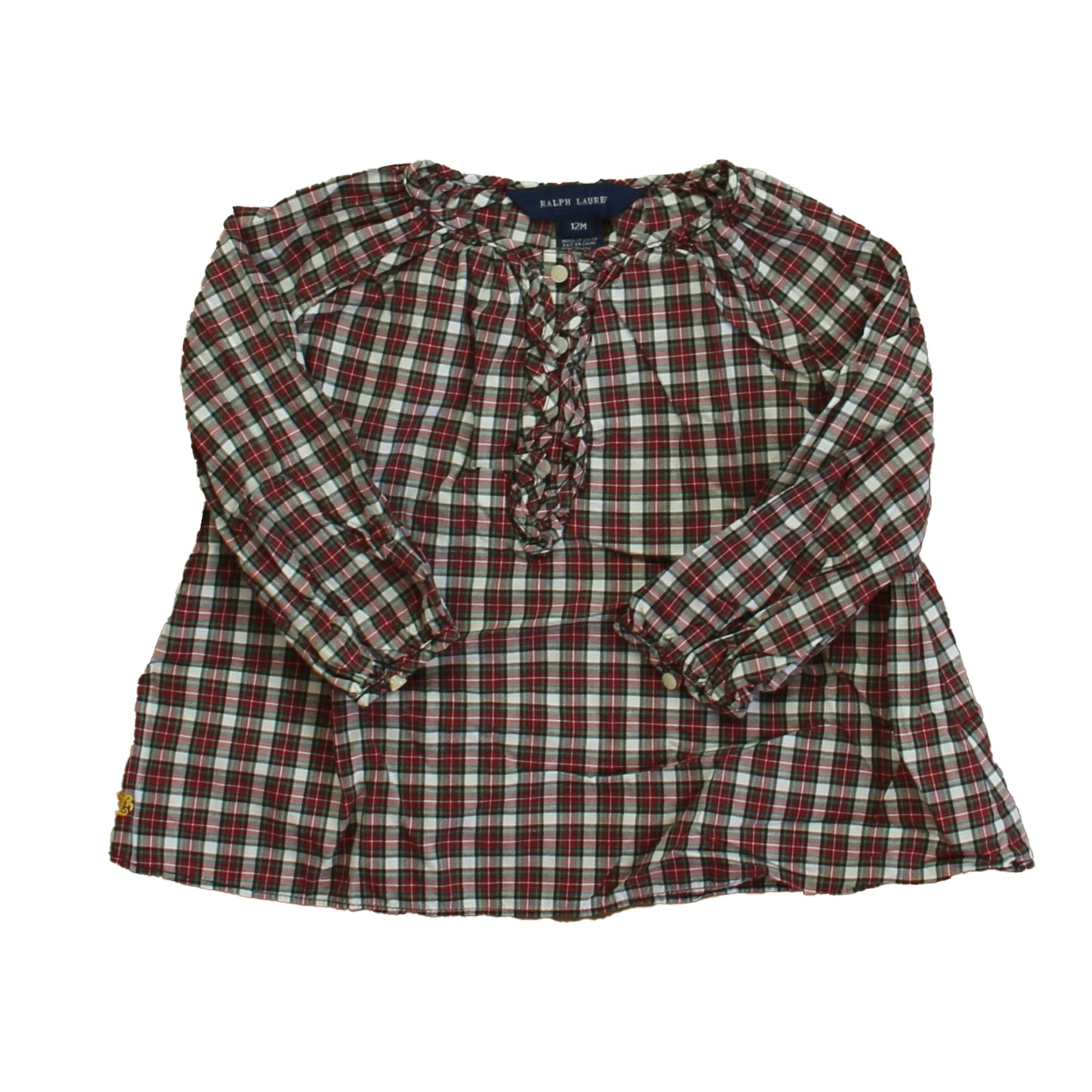 Ralph Lauren Girls Red Plaid Blouse Size: 12 Months