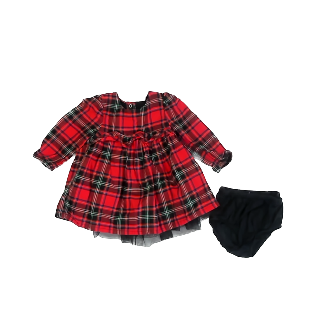 Cat & Jack Girls Red Plaid Dress Size: 6-9 Months Red Plaid